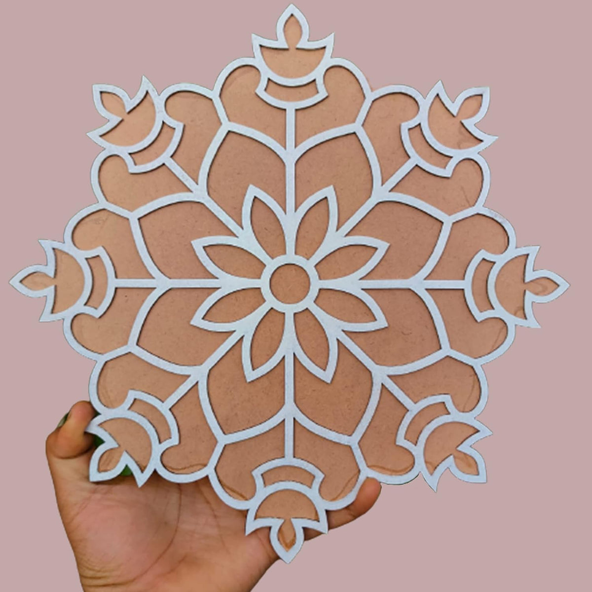 Rangoli Mat with Wooden Base Easy to Use Just Fill It Up with Rangoli, Flowers, Pulses Inland for Floor Home Diwali Decoration-Reusable DIY Rangoli Stencil