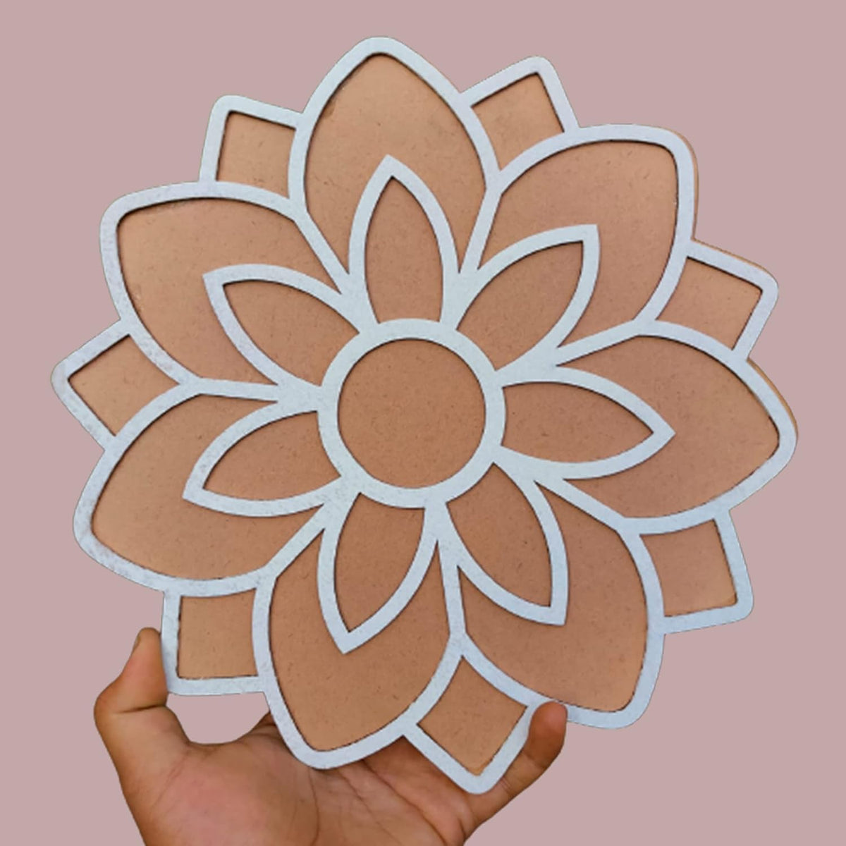Rangoli Mat with Wooden Base Easy to Use Just Fill It Up with Rangoli, Flowers, Pulses Inland for Floor Home Diwali Decoration-Reusable DIY Rangoli Stencil