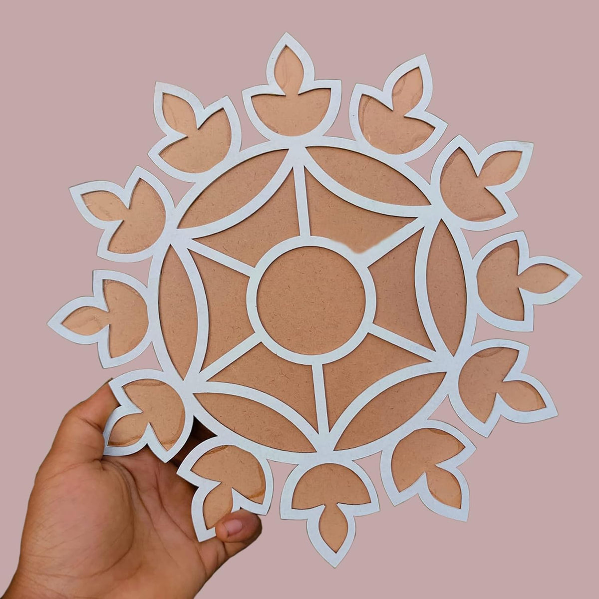 Rangoli Mat with Wooden Base Easy to Use Just Fill It Up with Rangoli, Flowers, Pulses Inland for Floor Home Diwali Decoration-Reusable DIY Rangoli Stencil