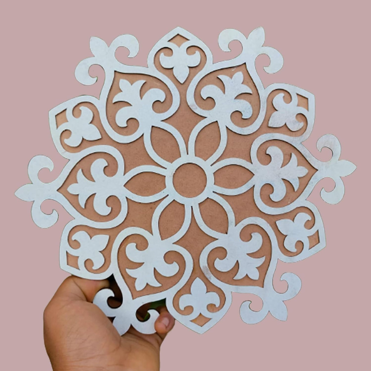 Rangoli Mat with Wooden Base Easy to Use Just Fill It Up with Rangoli, Flowers, Pulses Inland for Floor Home Diwali Decoration-Reusable DIY Rangoli Stencil