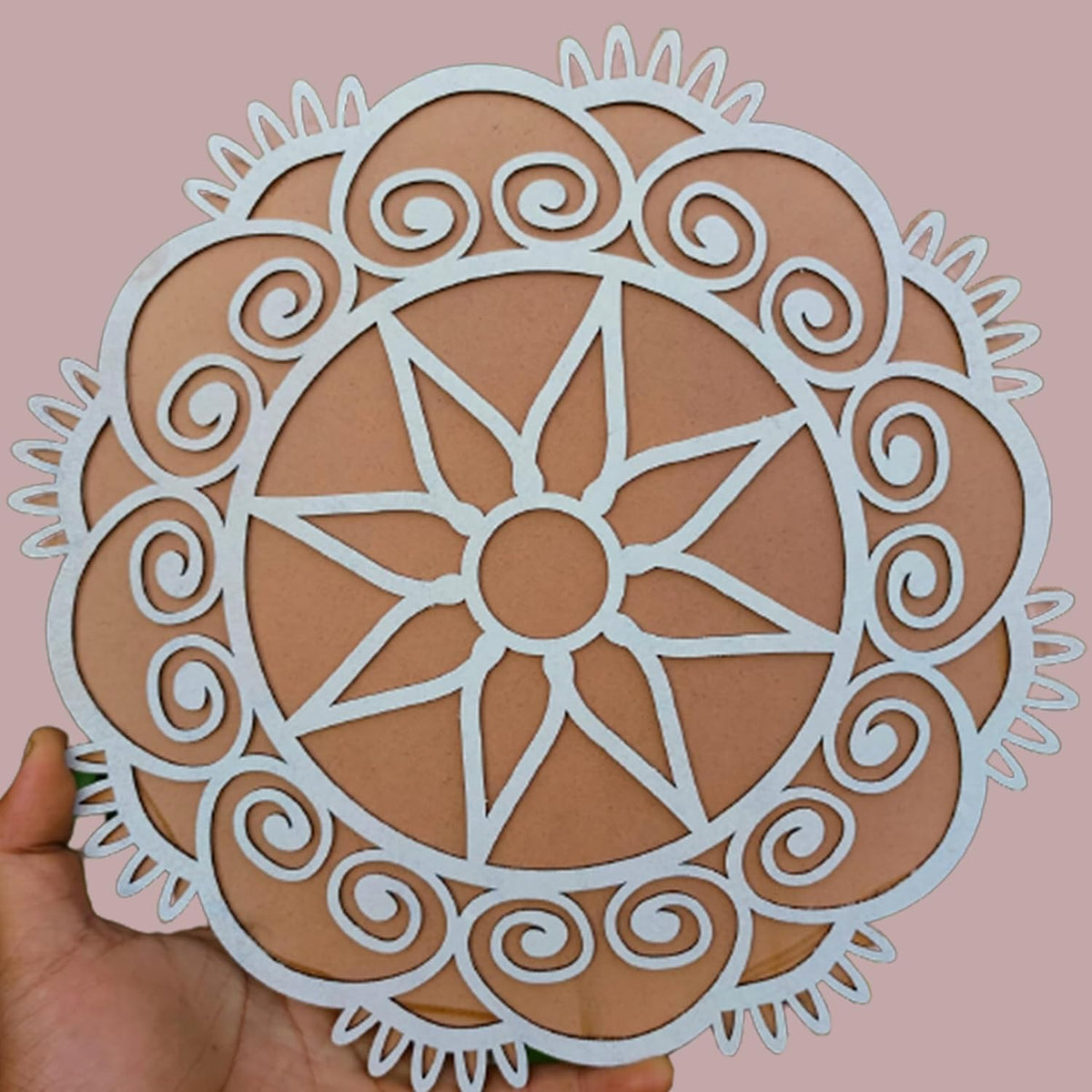 Rangoli Mat with Wooden Base Easy to Use Just Fill It Up with Rangoli, Flowers, Pulses Inland for Floor Home Diwali Decoration-Reusable DIY Rangoli Stencil