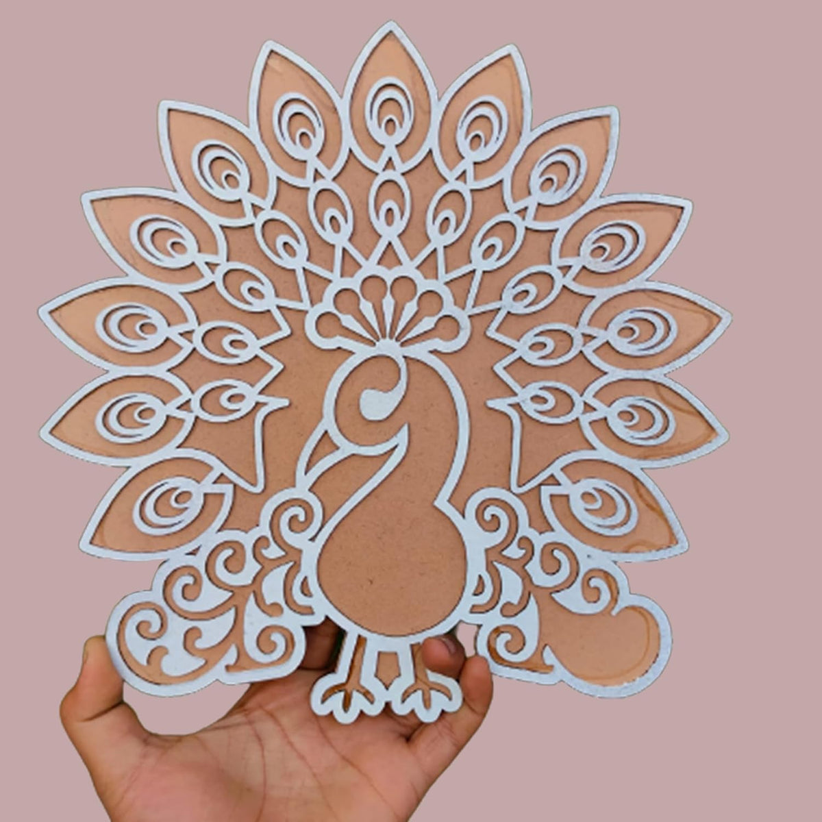 Rangoli Mat with Wooden Base Easy to Use Just Fill It Up with Rangoli, Flowers, Pulses Inland for Floor Home Diwali Decoration-Reusable DIY Rangoli Stencil
