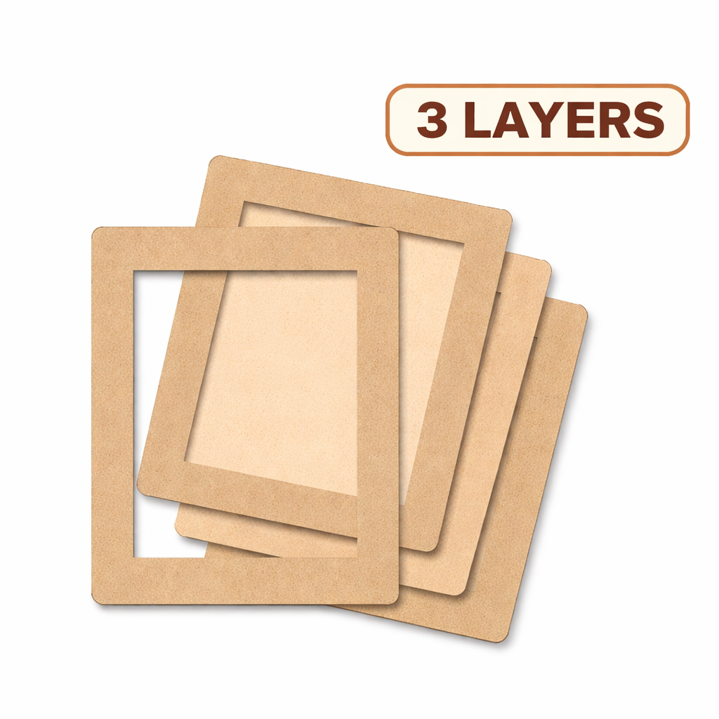 MDF Fridge Magnet Frame | 3 Layer Wooden Base | 3.5x4.5 Inch | DIY Craft & Custom Name Magnet