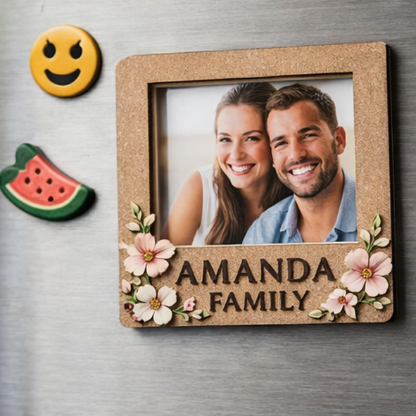 MDF Fridge Magnet Frame | 3 Layer Wooden Base | 3.5x4.5 Inch | DIY Craft & Custom Name Magnet