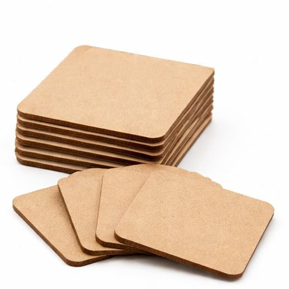 MDF Square Coaster Base | 3mm Thick Wooden Blanks for Resin Art & DIY | 4x4 Inch